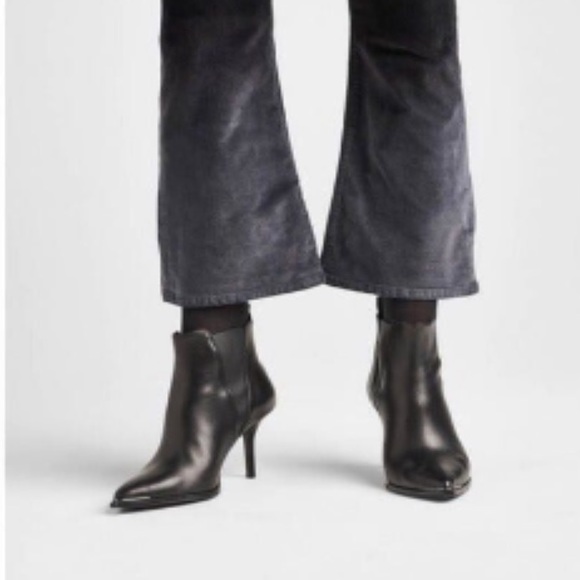 Hudson Los Angeles Flare Crop Black Ombré Velvet Pants Size 32 - Picture 11 of 14